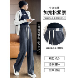 加絨雪尼爾濶腿褲女秋冬季2025新款爆款窄版直筒褲加厚燈芯絨褲子