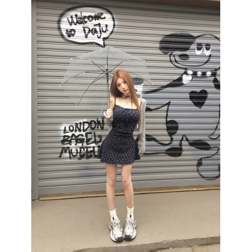 Mejiu蜜九【北海花園】吊帶碎花裙夏季法式連衣裙設計感辣妹裙子