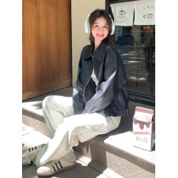 黑色高級感皮衣外套女2025春秋新款韓系復古小個子酷颯風PU皮夾克
