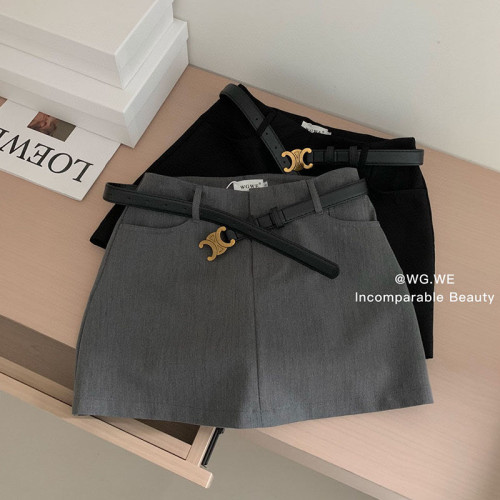 氣質韓版辣妹a字裙高腰顯瘦灰色半身裙女夏季新款休閒小個子短裙