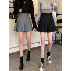 灰色百褶裙半身裙女秋季新款高腰顯瘦jk西裝短裙夏季短款a字裙子