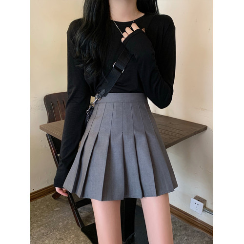 灰色百褶裙半身裙女秋季新款高腰顯瘦jk西裝短裙夏季短款a字裙子
