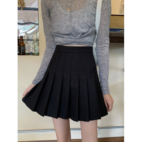 灰色百褶裙半身裙女秋季新款高腰顯瘦jk西裝短裙夏季短款a字裙子