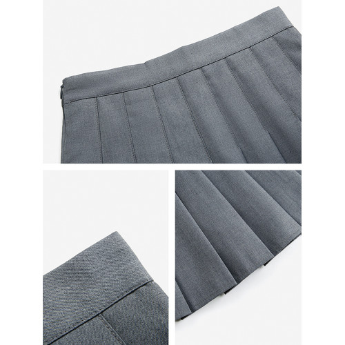 灰色百褶裙半身裙女秋季新款高腰顯瘦jk西裝短裙夏季短款a字裙子