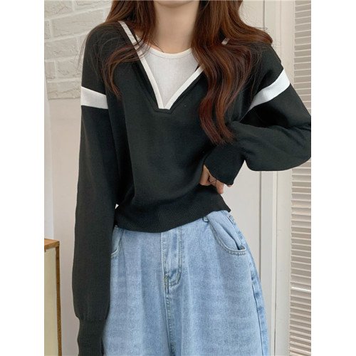 假兩件南瓜橘色長袖上衣女春秋義烏打底內搭歐貨衛衣T恤配工裝褲 假兩件南瓜橘色長袖上衣女春秋義烏打底內搭歐貨衛衣T恤配工裝褲