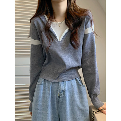 假兩件南瓜橘色長袖上衣女春秋義烏打底內搭歐貨衛衣T恤配工裝褲 假兩件南瓜橘色長袖上衣女春秋義烏打底內搭歐貨衛衣T恤配工裝褲