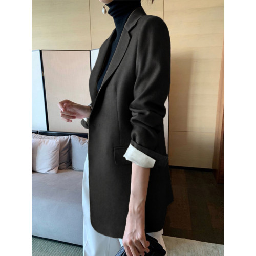 2025秋冬新款休閒羊毛西裝外套女設計感修身顯瘦時尚百搭毛呢西服 2025秋冬新款休閒羊毛西裝外套女設計感修身顯瘦時尚百搭毛呢西服