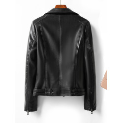 海甯真皮皮衣外套女高級感小個子2025秋季新款大碼黑色短款皮夾克