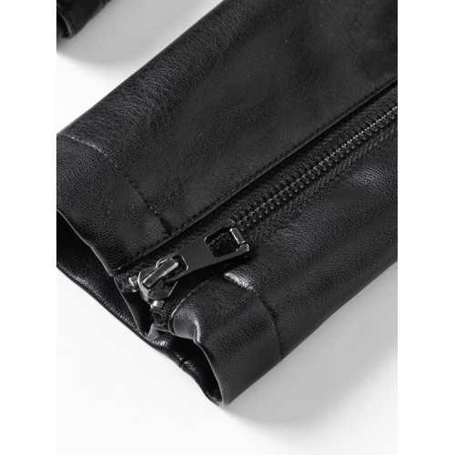 海甯真皮皮衣外套女高級感小個子2025秋季新款大碼黑色短款皮夾克 海甯真皮皮衣外套女高級感小個子2025秋季新款大碼黑色短款皮夾克