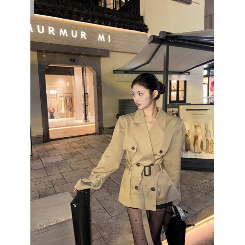 高級感風衣外套女秋季新款女裝卡其色英倫風小個子收腰短款大衣 高級感風衣外套女秋季新款女裝卡其色英倫風小個子收腰短款大衣