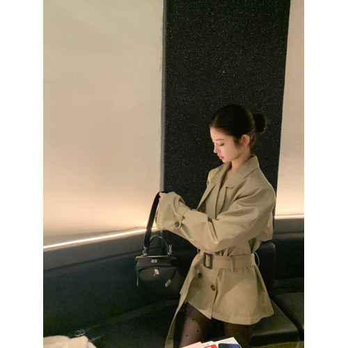 高級感風衣外套女秋季新款女裝卡其色英倫風小個子收腰短款大衣 高級感風衣外套女秋季新款女裝卡其色英倫風小個子收腰短款大衣