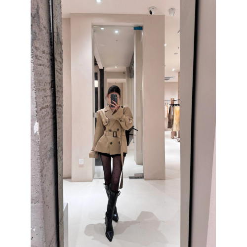 高級感風衣外套女秋季新款女裝卡其色英倫風小個子收腰短款大衣 高級感風衣外套女秋季新款女裝卡其色英倫風小個子收腰短款大衣