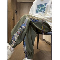 初中生燈芯絨秋冬褲子女大碼寬松束腳衛褲2025新款休閒運動加絨褲