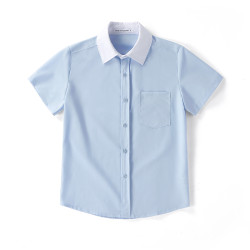 女長短袖襯衫上衣V領圓領姓姓領白色粉色藍色黑色JK工作班服校服