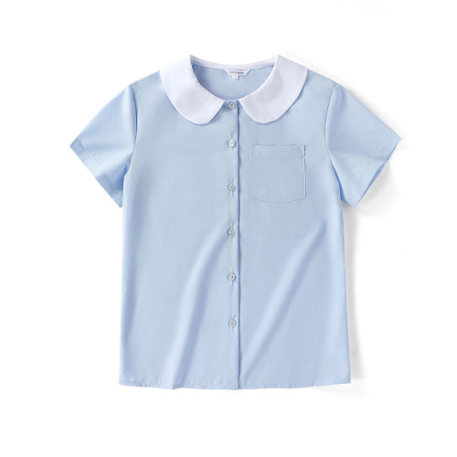 女長短袖襯衫上衣V領圓領姓姓領白色粉色藍色黑色JK工作班服校服