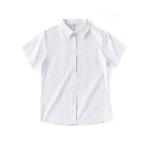 女長短袖襯衫上衣V領圓領姓姓領白色粉色藍色黑色JK工作班服校服