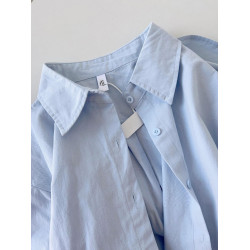 夏季純棉襯衫女防曬2025新款小個子藍色襯衣內搭曡穿白色上衣秋季