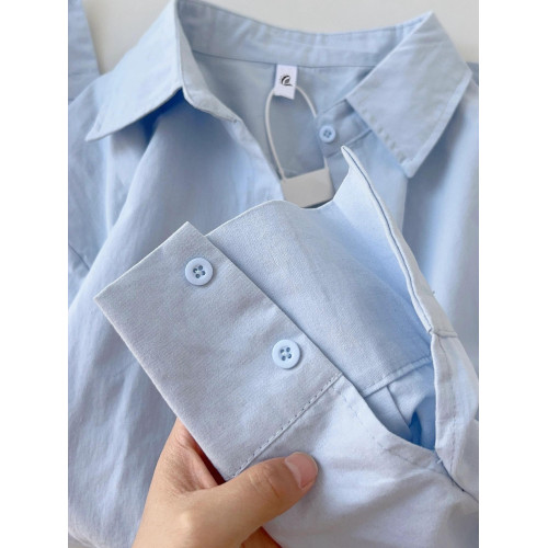 夏季純棉襯衫女防曬2025新款小個子藍色襯衣內搭曡穿白色上衣秋季