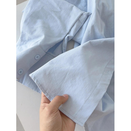 夏季純棉襯衫女防曬2025新款小個子藍色襯衣內搭曡穿白色上衣秋季