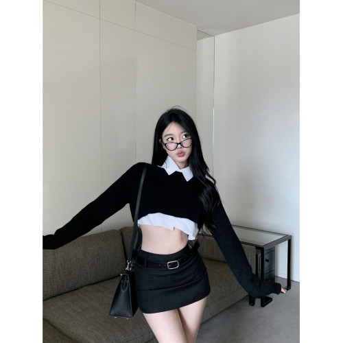 辣妹黑色半身裙女春秋新款高腰顯瘦性感彈力修身一步裙包臀短裙子