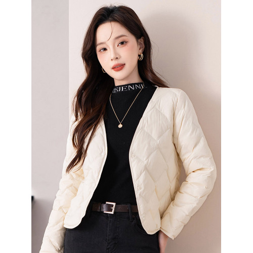 羽絨內膽女秋冬2025新款輕薄保暖V領內穿打底長袖大衣內搭羽絨服