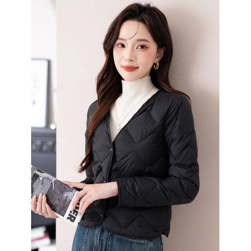 羽絨內膽女秋冬2025新款輕薄保暖V領內穿打底長袖大衣內搭羽絨服