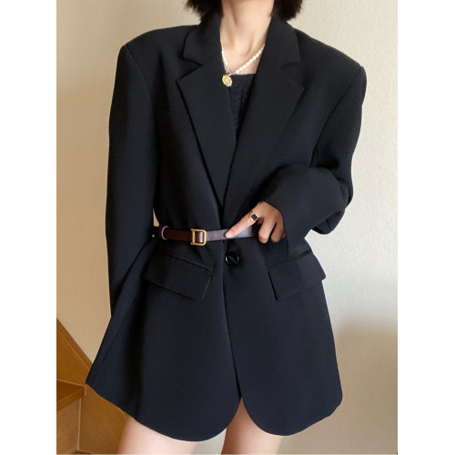 黑色西裝外套女氣質設計感2025新款西服寬松休閒職業裝春秋小西裝 黑色西裝外套女氣質設計感2025新款西服寬松休閒職業裝春秋小西裝