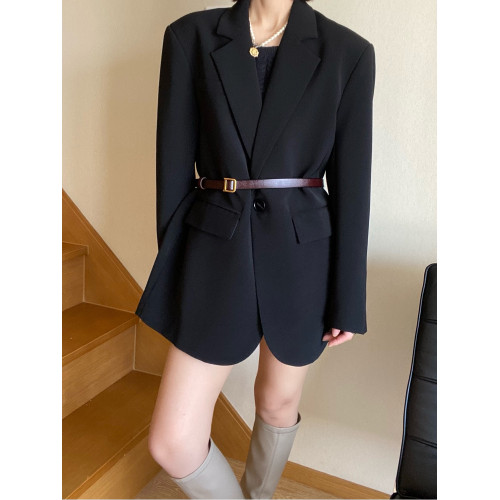 黑色西裝外套女氣質設計感2025新款西服寬松休閒職業裝春秋小西裝 黑色西裝外套女氣質設計感2025新款西服寬松休閒職業裝春秋小西裝