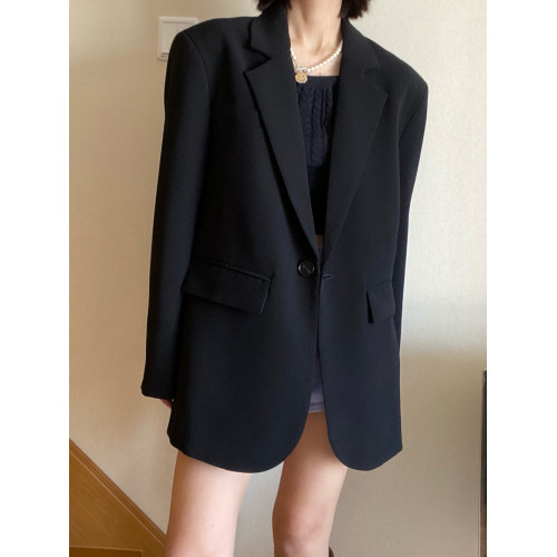 黑色西裝外套女氣質設計感2025新款西服寬松休閒職業裝春秋小西裝 黑色西裝外套女氣質設計感2025新款西服寬松休閒職業裝春秋小西裝