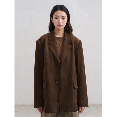 深棕咖麂皮絨西裝外套女2025春秋新款美式復古高級感小衆西服皮衣 深棕咖麂皮絨西裝外套女2025春秋新款美式復古高級感小衆西服皮衣