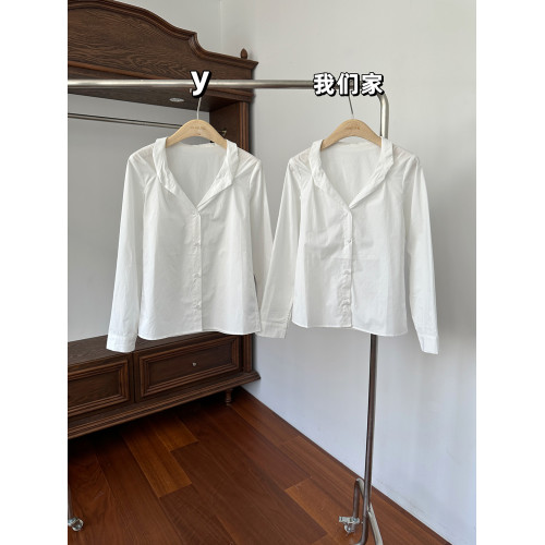 【露絲襯衣】設計感大領口白色襯衫長袖女秋季短款