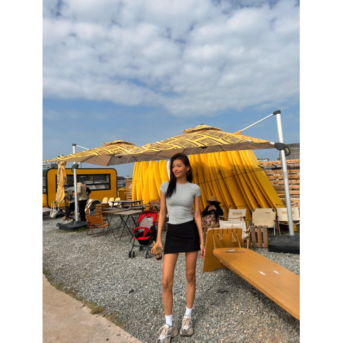 防走光休閒運動短裙褲女春秋黑色灰色兩色開叉半身裙包臀裙小個子