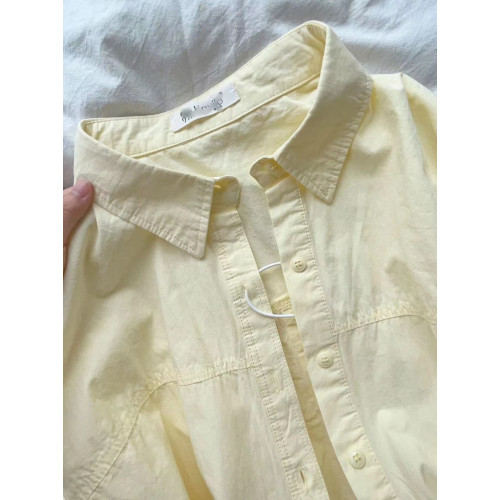 100%棉輕奢藍色襯衫女長袖2025新款寬松超好看上衣襯衣防曬外套