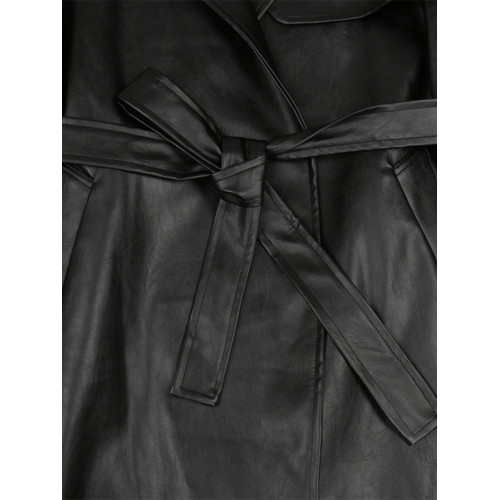 nerazzurri白色pu皮衣外套女腰帶寬松黑色休閒皮風衣長款春季新款 nerazzurri白色pu皮衣外套女腰帶寬松黑色休閒皮風衣長款春季新款