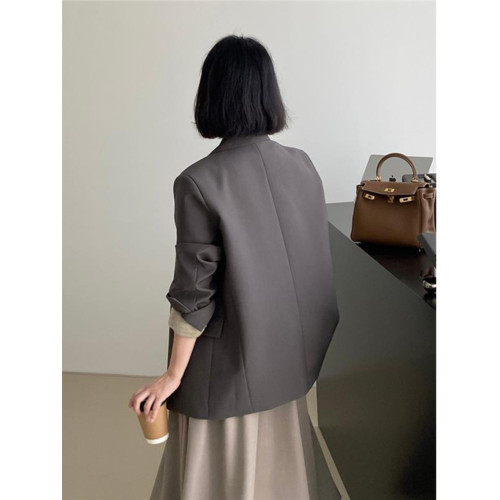 高級感灰色小西裝外套女2025春秋季新款設計感小衆小個子休閒西服 高級感灰色小西裝外套女2025春秋季新款設計感小衆小個子休閒西服