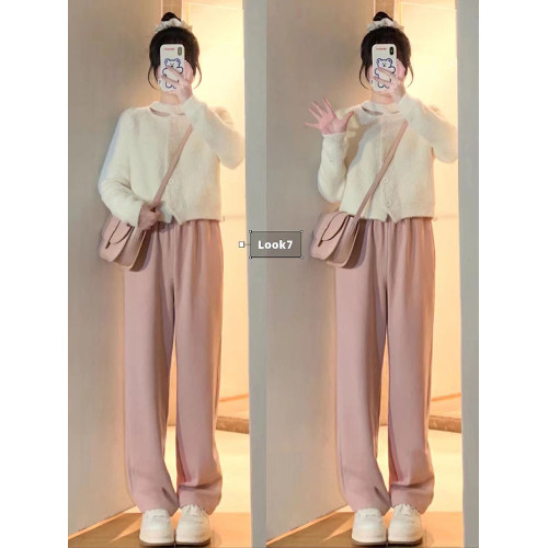 粉色濶腿褲女秋季季2025新款高腰垂感寬松休閒直筒燈芯絨加絨褲子 粉色濶腿褲女秋季季2025新款高腰垂感寬松休閒直筒燈芯絨加絨褲子