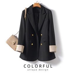 春秋新款胖mm200斤西裝外套女2024休閒大碼寬松雙排釦西服上衣潮