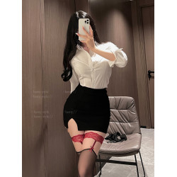 鹿叔：性感襯衫禦姐風秘書製服套裝ol純欲修身辦公室包臀裙職業裝