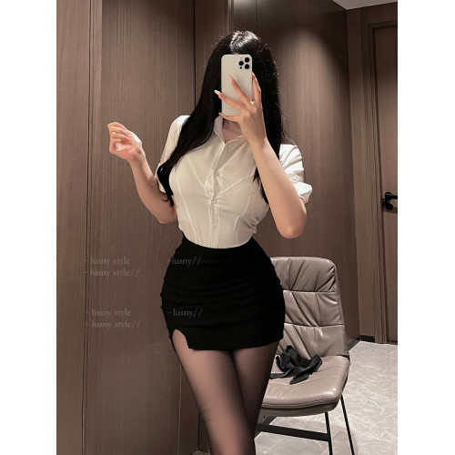 鹿叔：性感襯衫禦姐風秘書製服套裝ol純欲修身辦公室包臀裙職業裝