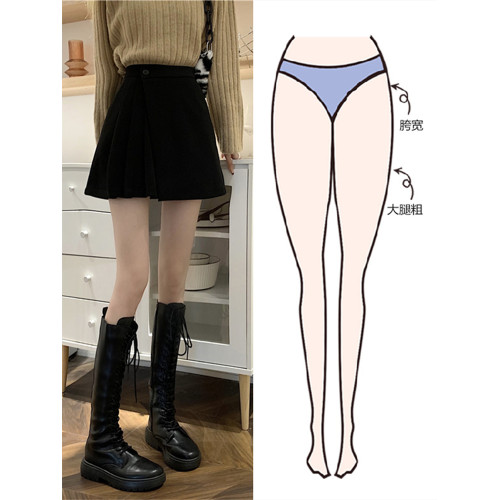 大碼咖色毛呢半身裙女春秋不規則短裙遮肚包臀裙高腰A字裙百褶裙
