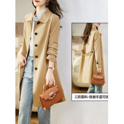 中長款高檔風衣女2025春秋新款韓版氣質顯高修身小個子工裝外套潮