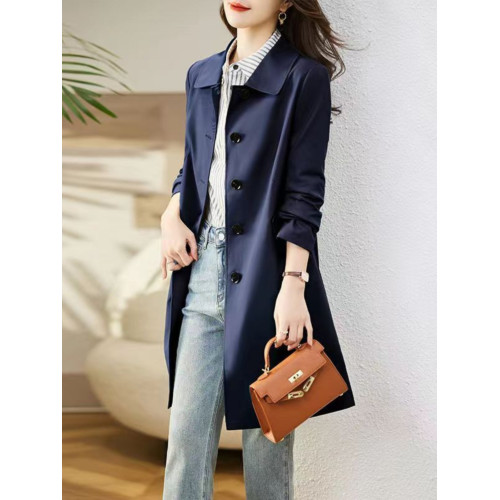 中長款高檔風衣女2025春秋新款韓版氣質顯高修身小個子工裝外套潮