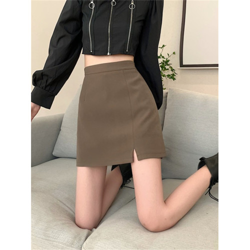 大碼高腰a字裙胖mm開叉半身裙女春秋新款小衆包臀裙顯瘦遮胯短裙 大碼高腰a字裙胖mm開叉半身裙女春秋新款小衆包臀裙顯瘦遮胯短裙