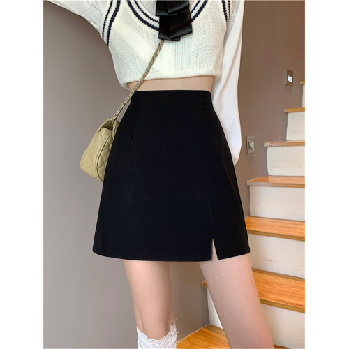 大碼高腰a字裙胖mm開叉半身裙女春秋新款小衆包臀裙顯瘦遮胯短裙 大碼高腰a字裙胖mm開叉半身裙女春秋新款小衆包臀裙顯瘦遮胯短裙