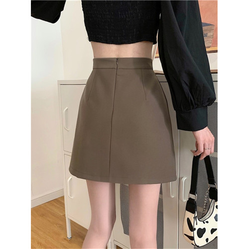 大碼高腰a字裙胖mm開叉半身裙女春秋新款小衆包臀裙顯瘦遮胯短裙 大碼高腰a字裙胖mm開叉半身裙女春秋新款小衆包臀裙顯瘦遮胯短裙