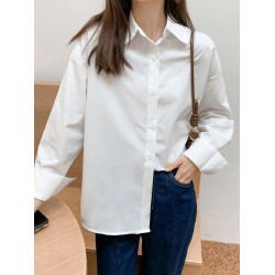 白色襯衫女2025新款爆款氣質襯衣小個子韓系通勤穿搭純色長袖上衣