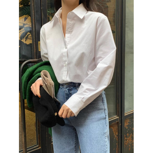 白色襯衫女2025新款爆款氣質襯衣小個子韓系通勤穿搭純色長袖上衣