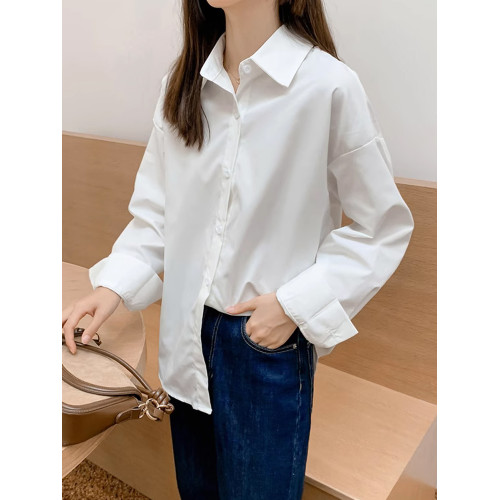 白色襯衫女2025新款爆款氣質襯衣小個子韓系通勤穿搭純色長袖上衣