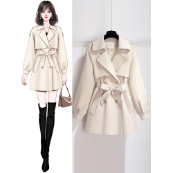 米白色短款風衣女款2025新款今年流行爆款小個子春秋季高級感外套