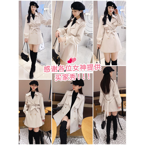 米白色短款風衣女款2025新款今年流行爆款小個子春秋季高級感外套 米白色短款風衣女款2025新款今年流行爆款小個子春秋季高級感外套